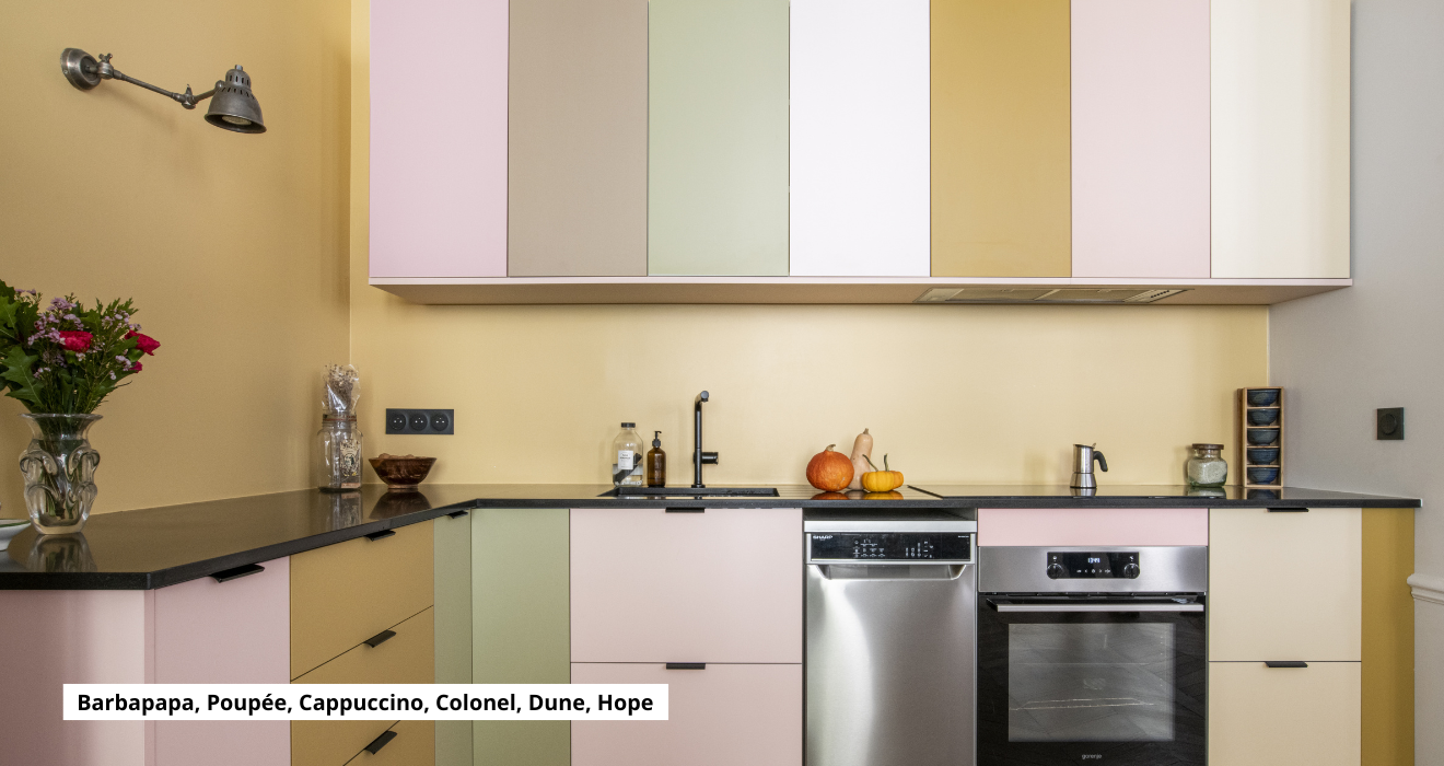 Cuisine portes muticolores caissons Ikea Metod