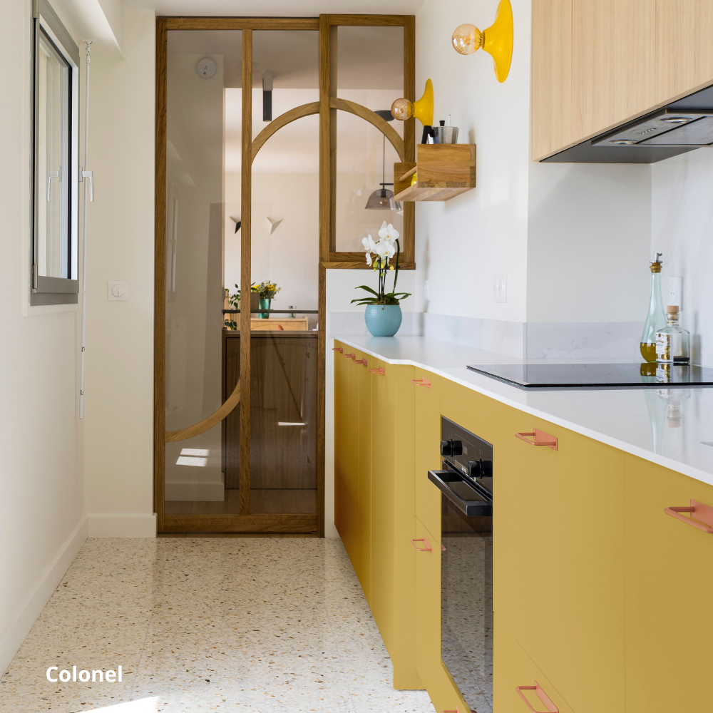 Facade pour tiroir de cuisine Ikea metod jaune moutarde