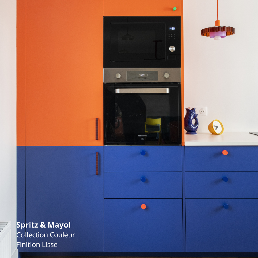 Fileurs Orange et Bleu électrique pour cuisine Ikea Metod, coloris "Spritz" et "Mayol" Studio Couleur