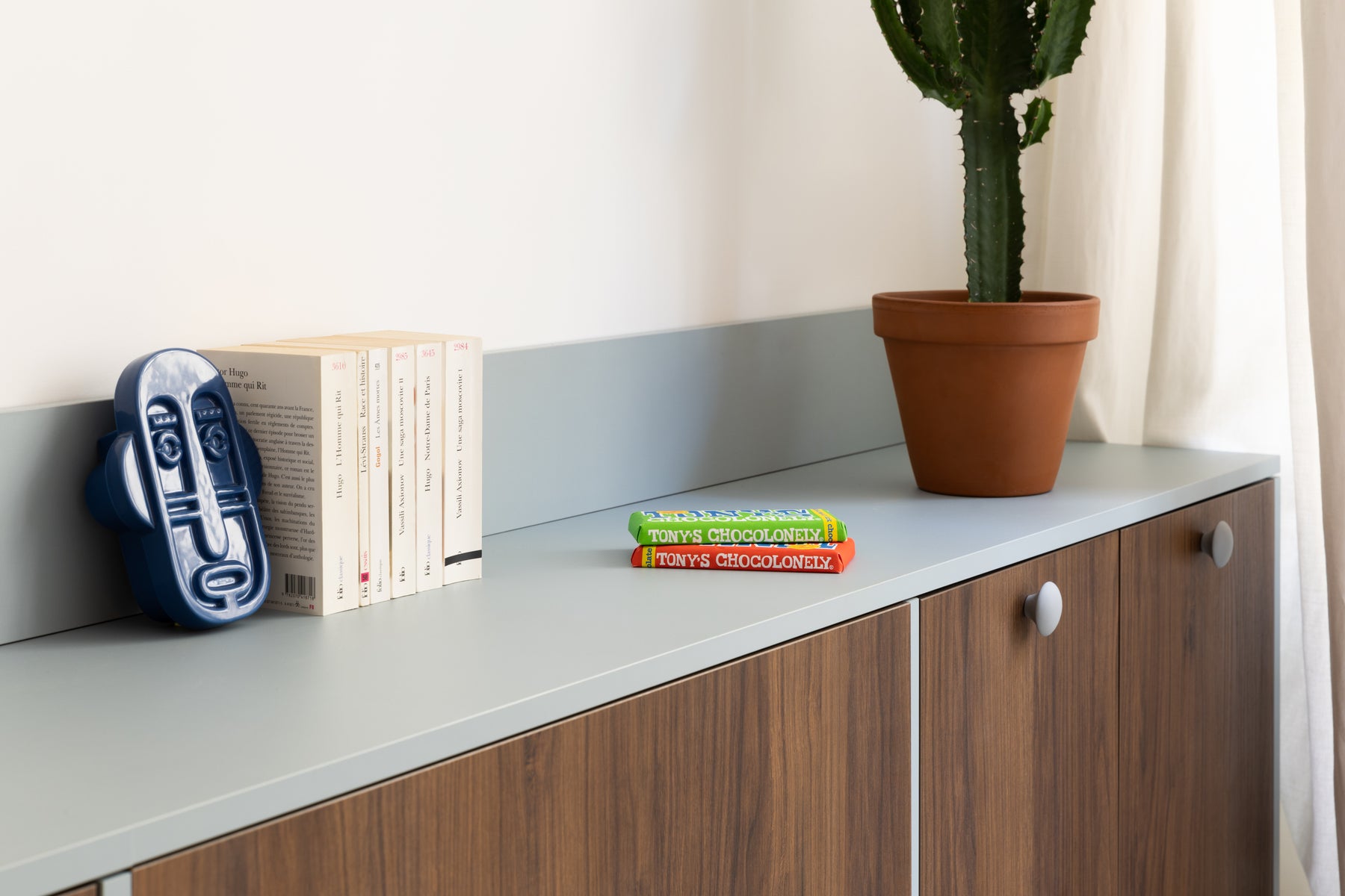 plan de travail cuisine bleu gris