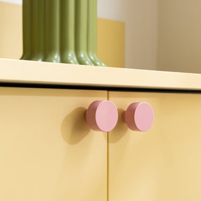 Bouton de porte de cuisine ou armoire rose finition brillante diamètre 35mm