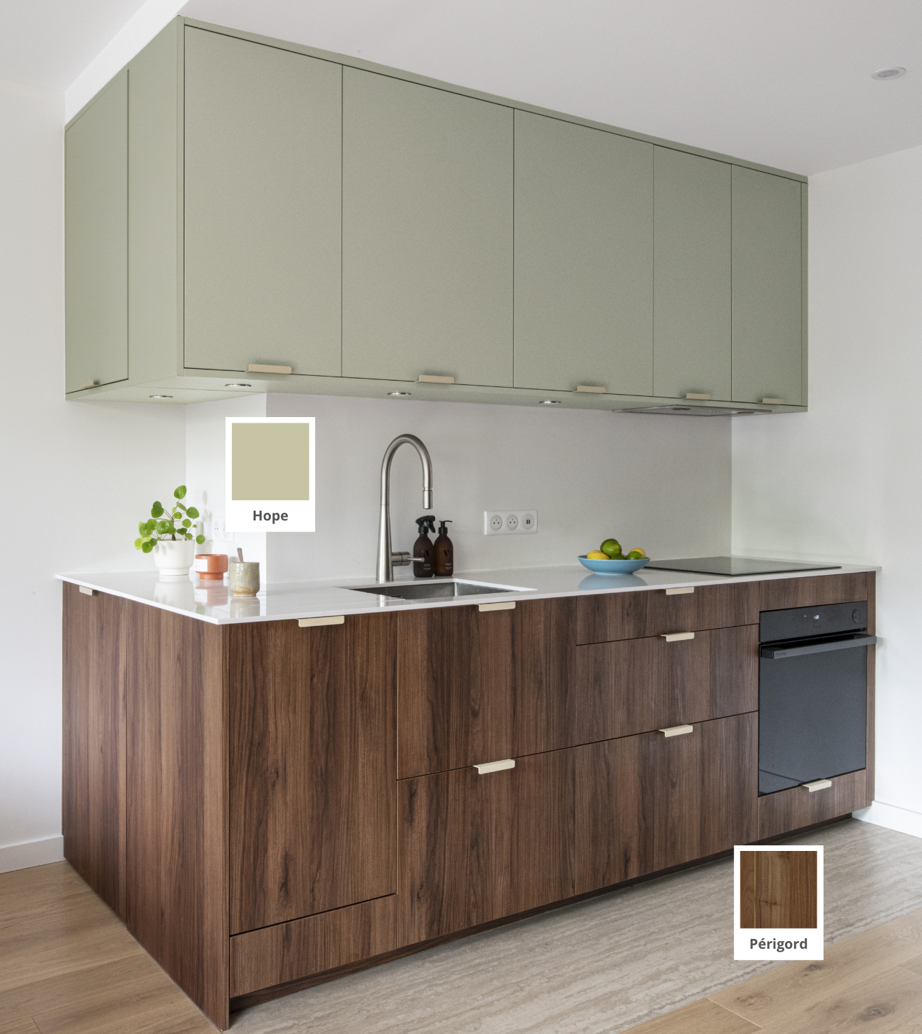 Facades vertes bois cuisine Ikea Metod