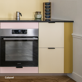 Panneau de finition vert jaune moutarde pour cuisine Ikea Metod