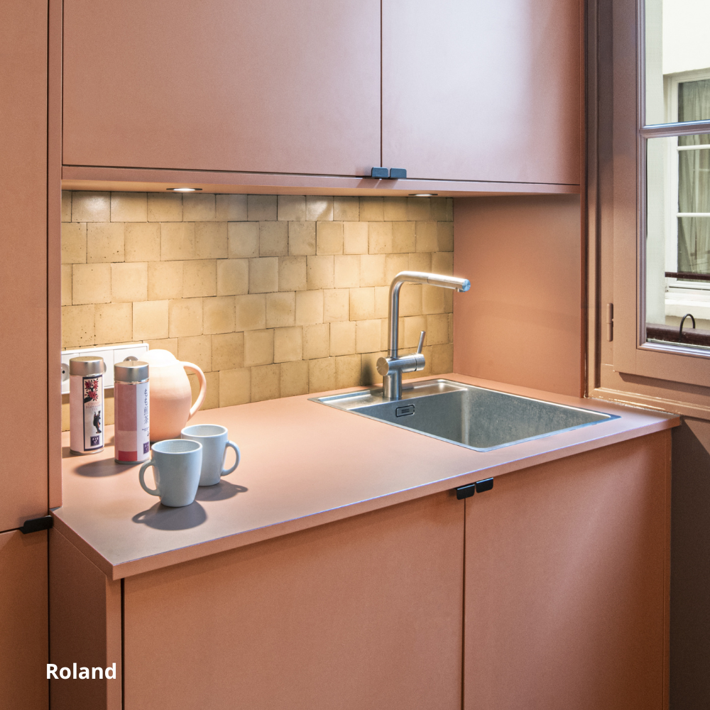 Plan de travail Cuisine sur-mesure rouge orange