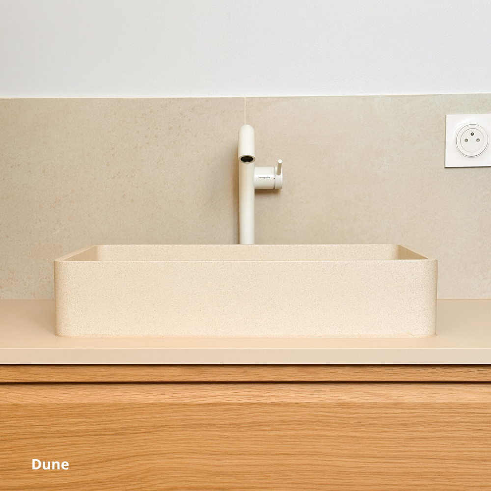 Plan de travail de salle de bain beige coloris Dune Studio Couleur