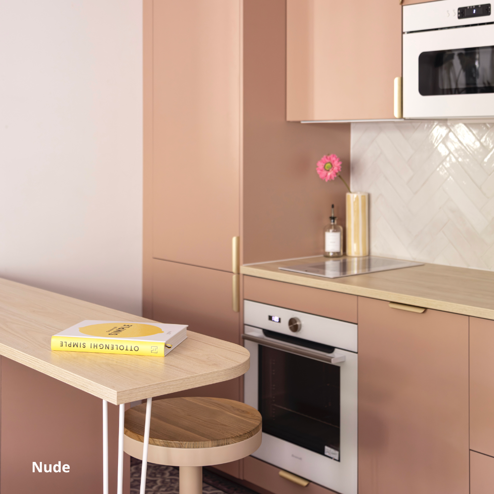 Portes roses beiges de cuisine ikea metod
