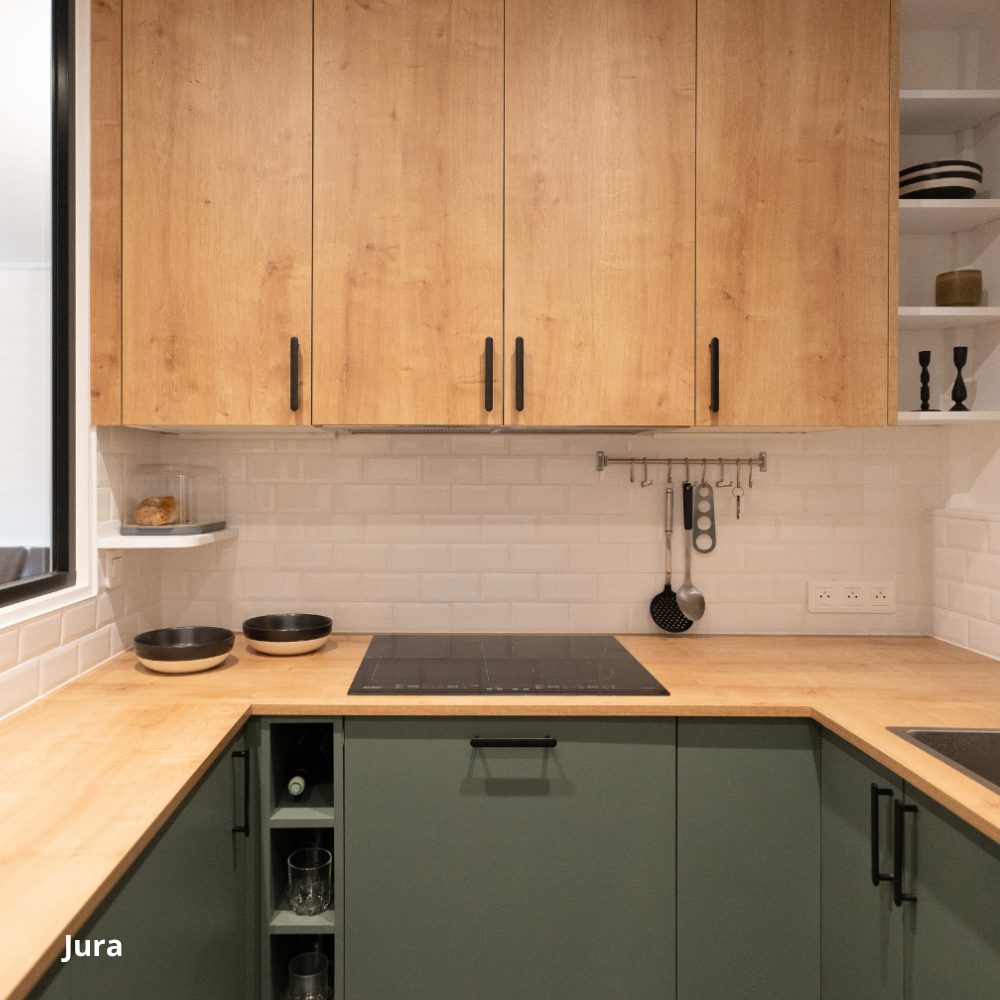 Portes pour cuisine Ikea metod et plan de travail bois aspect chêne naturel