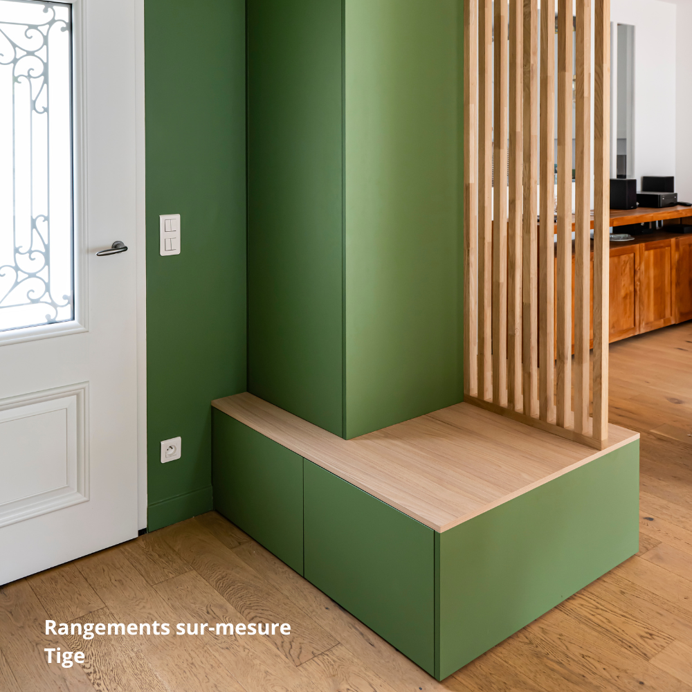Rangement entrée sur-mesure vert
