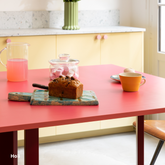 Table cuisine sur-mesure rouge orange