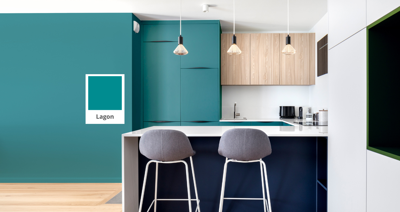 facades bleu turquoise bois cuisine ikea metod